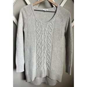 Garnet Hill Women's size XS 100% Cashmere Cable Knit Tunic Sweater - Gray